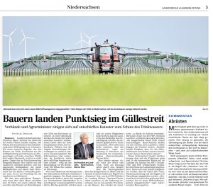 HAZ 07.05.2014 BAUERN LANDEN PUNKTSIEG IM GÜLLESTREIT